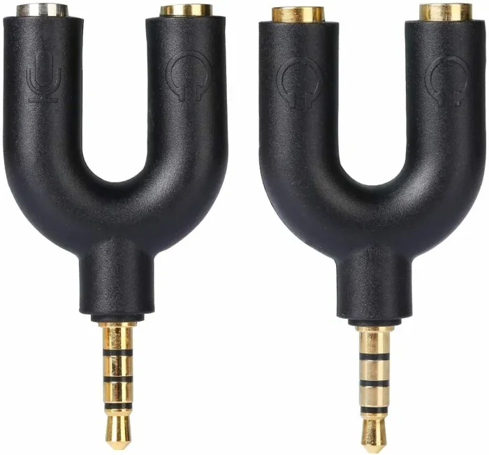 2 x Sdoppiatore per attacco cuffia Aux da 3.5 mm, Adattatore microfono e cuffia Moda