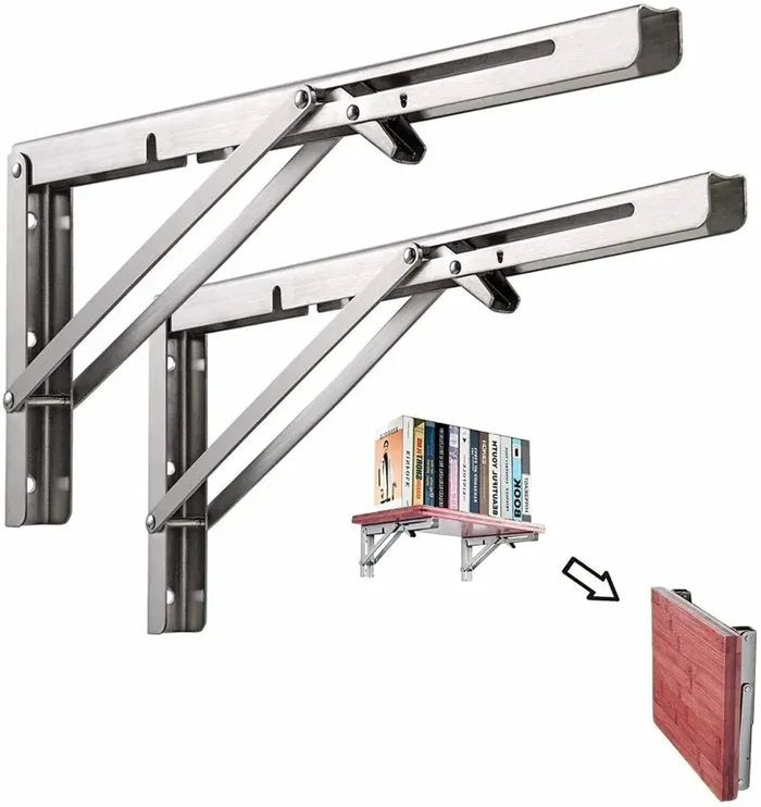 2 x Staffe pieghevoli per mensole e tavoli, Supporto a muro resistenti, 25 cm