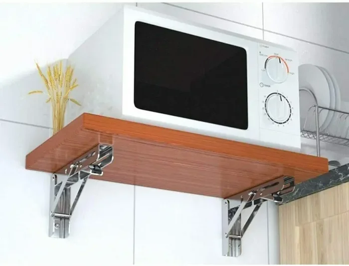 2 x Staffe pieghevoli per mensole e tavoli, Supporto a muro resistenti, 25 cm - immagine 3