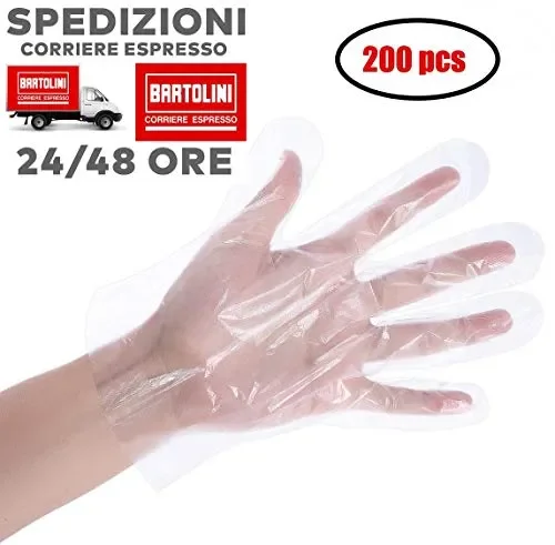 200 pcs Guanti usa e getta, in plastica, per uso alimentare, trasparenti,…