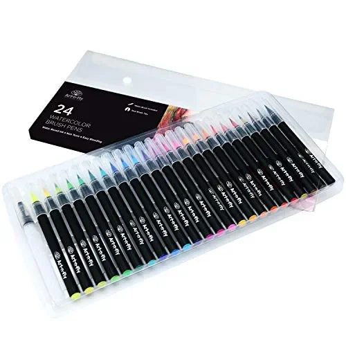 24 Brush Pen Set Pennelli Acquerello per Disegno Penne ad Acquerello… - immagine 2