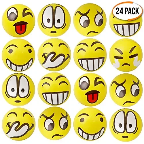 24 palline antistress con faccina emoji. per alleviare lo stress, allenare…