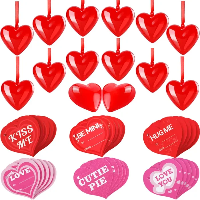 24 Pezzi Ornamenti per Cuori in Plastica Traslucida di San Valentino…