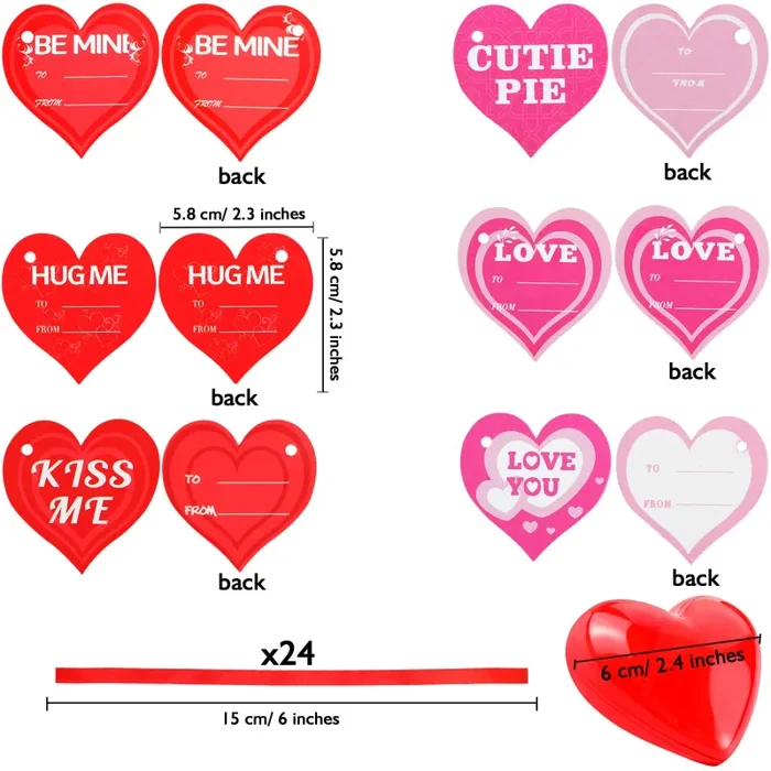 24 Pezzi Ornamenti per Cuori in Plastica Traslucida di San Valentino… - immagine 3
