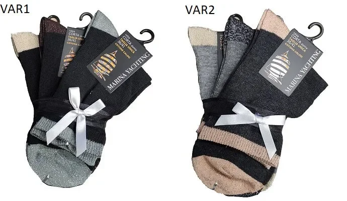 3 paia di calze donna corte in caldo cotone marina yachting art MT504 colore a scelta misura unica