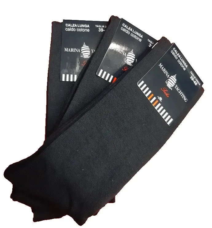 3 paia di calze uomo lunghe in caldo cotone marina yachting art ME121 colore a scelta misura unica