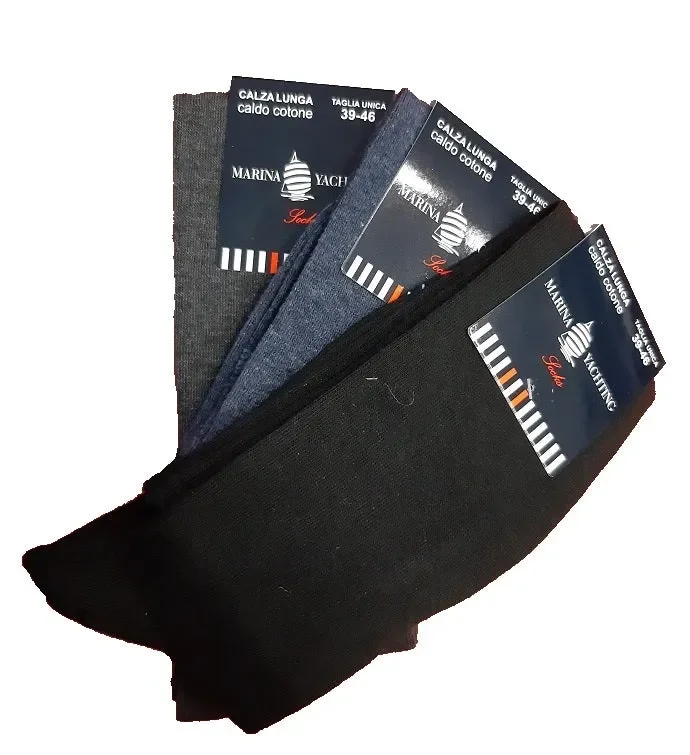 3 paia di calze uomo lunghe in caldo cotone marina yachting art ME121 colore a scelta misura unica - immagine 2