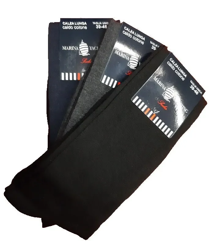 3 paia di calze uomo lunghe in caldo cotone marina yachting art ME121 colore a scelta misura unica - immagine 3