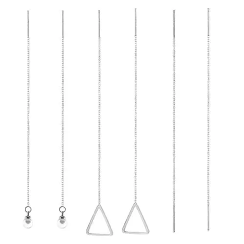 3 Paia Filo Ciondolare Orecchini Pendenti Catena da donna Orecchio Lineare… Moda - immagine 3