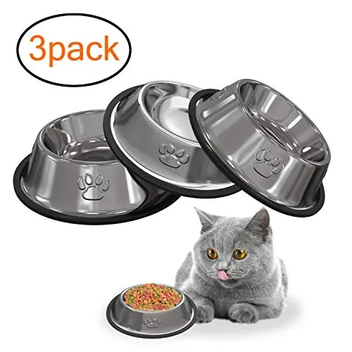 3 Pezzi Ciotole Gatto, Piotola Cibo in Acciaio Inox Antiscivolo per…