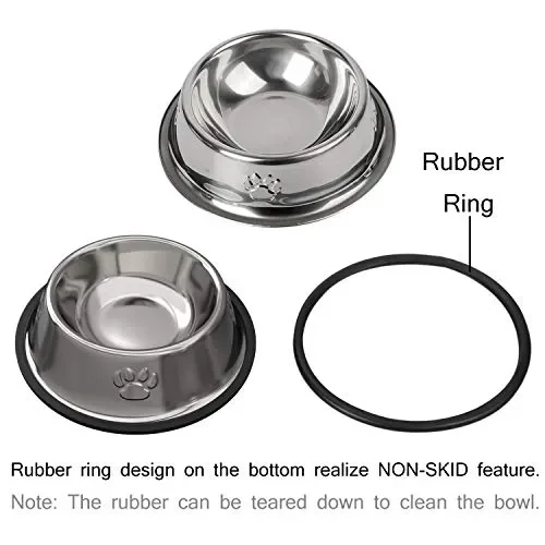 3 Pezzi Ciotole Gatto, Piotola Cibo in Acciaio Inox Antiscivolo per… - immagine 3