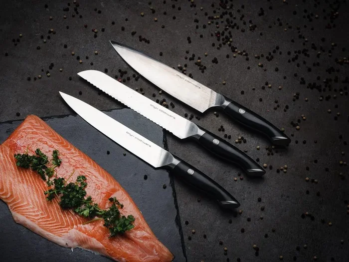 3-PZ COLTELLO DA CHEF-CARNE-PANE SET - immagine 2