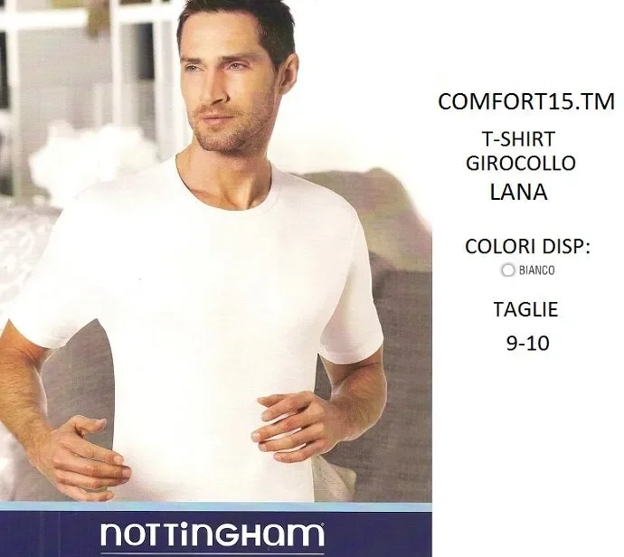 3 T-SHIRT UOMO NOTTINGHAM IN LANA ART COMFORT15.TM COL. BIANCO Vendita calda online