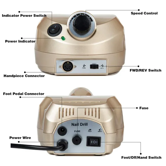 30.000 Giri Fresa per Ricostruzione Unghie Professionale Bassa d’oro - immagine 3