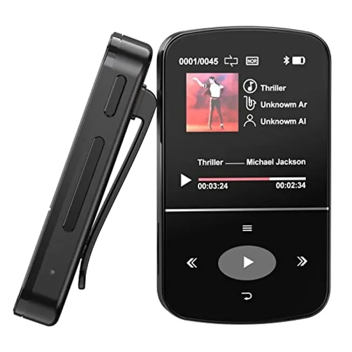 32GB Lettore MP3 Bluetooth 4.2, MP3 Player Sport Mini Portatile, Contapassi Integrata,Radio FM,Registrazione,Lettura E-book,Slot TF, espandibile a 128 GB (pesa solo 27 grammi, adatto per l’esecuzione)