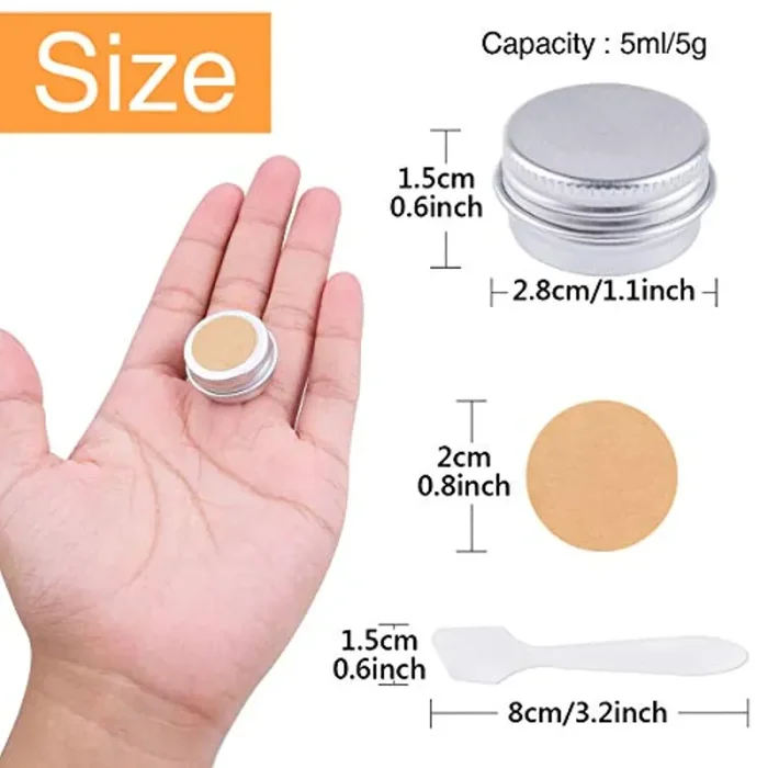 35 Barattoli In Alluminio da 5 Ml, Scatola Alluminio con Spatola ed Etichette Adesive per Campione, Balsamo per Le Labbra Online ora - immagine 2