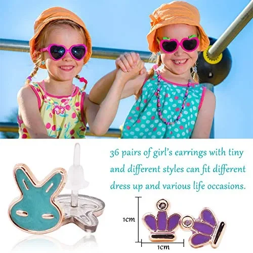 36 Paia Anallergici Set Orecchini a Perno Per Bambina Donne Perle Animale… - immagine 3