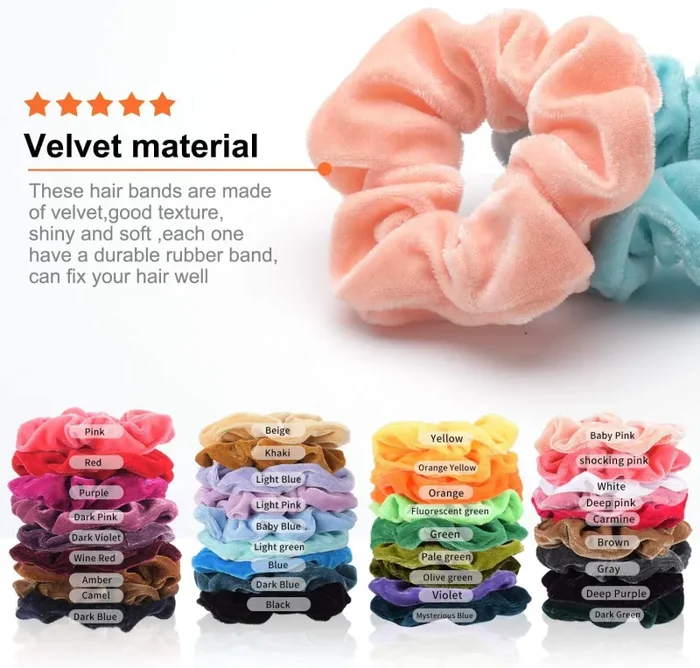 36 Pz Capelli Scrunchies Velluto Elastico Fasce per Capelli Scrunchy Cravatte Capelli Corde Scrunchie per le Donne Ragazze (36 colori) Sconti - immagine 3