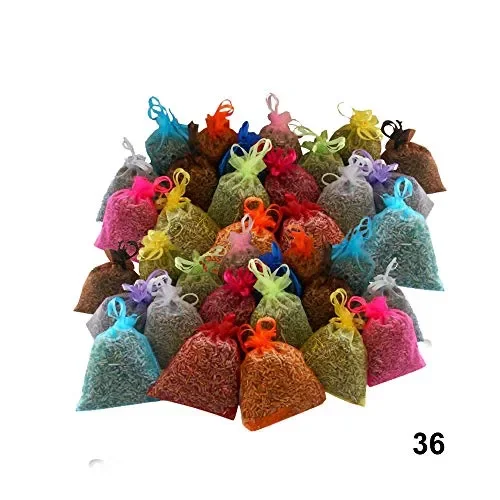 36 sacchettini di organza multicolor, ciascuno riempito con 10 g pura…