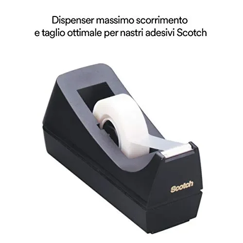 3M Scotch Dispenser Ricaricabile per Nastro Adesivo da 19 19 mm x 33 m, Nero - immagine 2