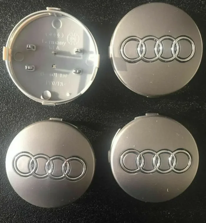 4 coppette Tappi Coprimozzo Audi 60 mm Grigio per cerchi in lega