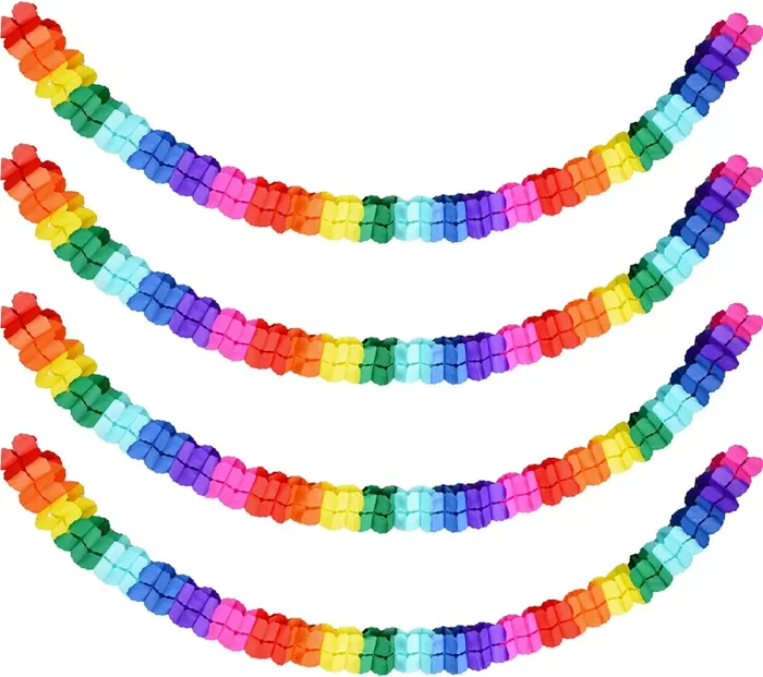 4 Pezzi 3 Metri Ghirlande di Carta Multicolore Quadrifoglio Festoni Colorato per Festa di Compleanno Laurea Matrimonio Battesimo Carnevale Natale - immagine 2
