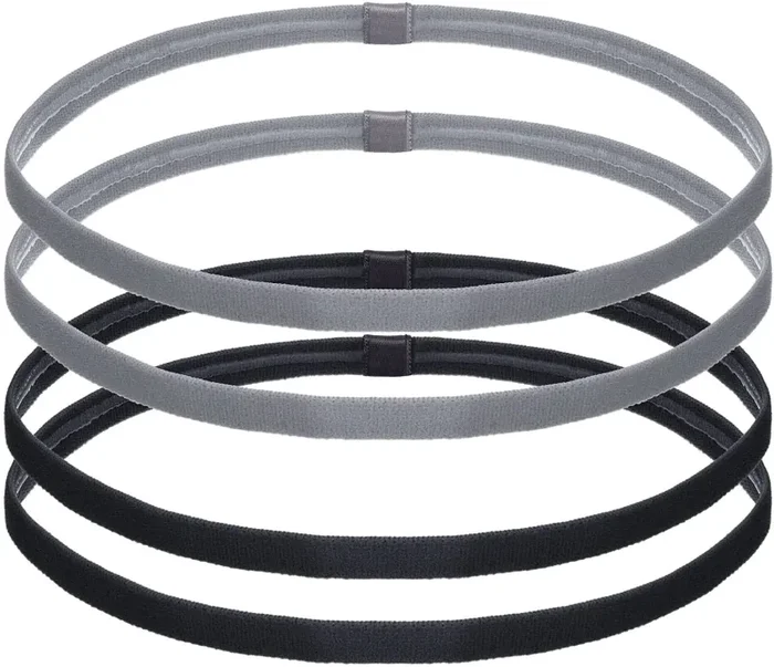 4 Pezzi Spesse Fasce Elastico Non Scivolo Fasce per Capelli da Sport per Donne e Uomini, Nero e Grigio