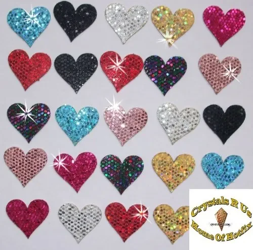 48 cuori di paillette da 20 mm, applicare con ferro stiro Multicolore