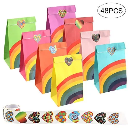 48 Pezzi Sacchetto Regalo Arcobaleno, Borsa per Feste di Compleanno in Carta…