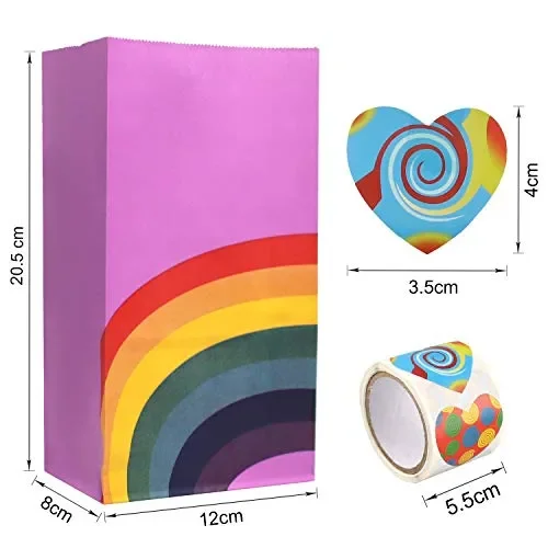 48 Pezzi Sacchetto Regalo Arcobaleno, Borsa per Feste di Compleanno in Carta… - immagine 2