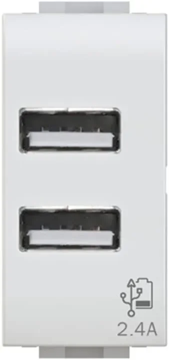 4Box, USB 2.4, Presa USB da muro 2.4 Ampere, Compatibile con Bticino Livinglight, Bianca Vendita calda online