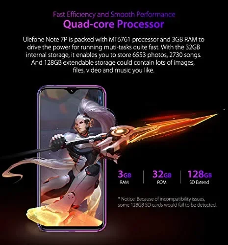 4G Cellulari offerte (2019), Ulefone NOTE 7P, DUAL SIM Smartphone – Gold - immagine 3