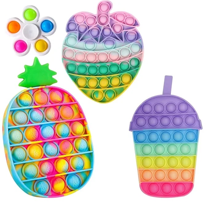 4pcs Pop it Toy, Decomprimere Il Giocattolo, Gioco del Cervello, Intrattenimento Interattivo Genitore-Figlio, Il Materiale in Silicone Resistente e Facile da Pulire Color Pineapple
