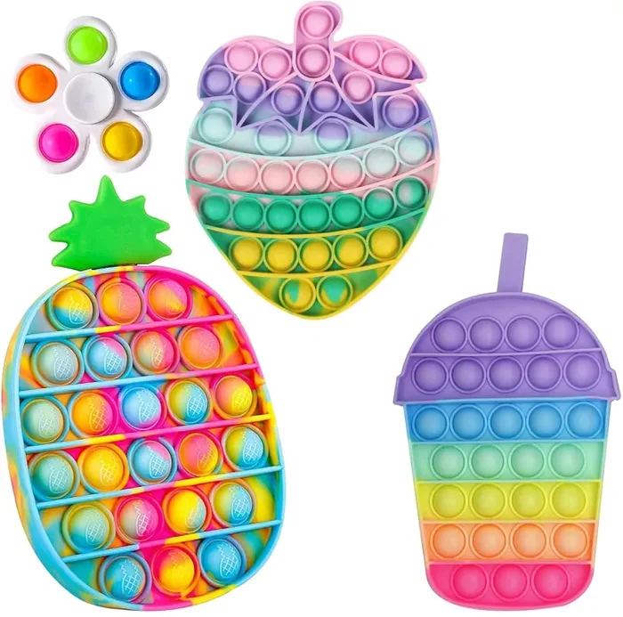 4pcs Pop it Toy, Decomprimere Il Giocattolo, Gioco del Cervello, Intrattenimento Interattivo Genitore-Figlio, Il Materiale in Silicone Resistente e Facile da Pulire Color Pineapple - immagine 2
