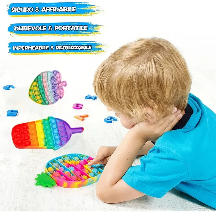 4pcs Pop it Toy, Decomprimere Il Giocattolo, Gioco del Cervello, Intrattenimento Interattivo Genitore-Figlio, Il Materiale in Silicone Resistente e Facile da Pulire Color Pineapple - immagine 3