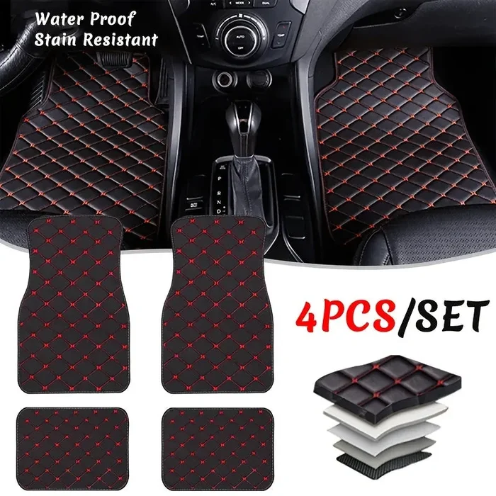 4pz Tappetini Per Auto, Universali Anteriori E Posteriori Impermeabili, Set Completo Di Tappetini Auto In Pelle PU, Accessori Per Interni Auto