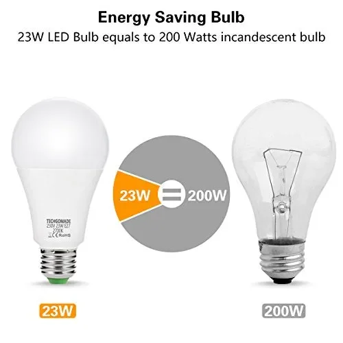 4X 23W E27 LED Lampadine, lampadine Techgomade A65, 200W Bianco Caldo 2700k - immagine 2