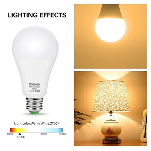 4X 23W E27 LED Lampadine, lampadine Techgomade A65, 200W Bianco Caldo 2700k - immagine 3