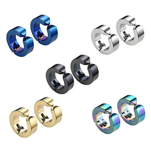 5 Paia Orecchini Orecchio Clip Donna Uomo Finti Senza Buco… Saldi