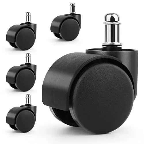 5 Pezzi Ruote Sedia Ufficio,Rotelle per sedie Design a Doppia Ruota,Ruote Ricambio Sedia Ufficio,Facile installazione senza attrezzi,per Sedie da Gioco,pavimenti duri fino,Scivolata Super Fluida