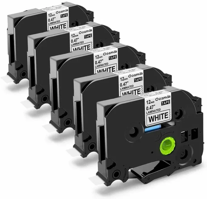 5 x Nastri bianchi compatibili per etichettatrice Brother TZe-231 12mm 0.47 x 8m