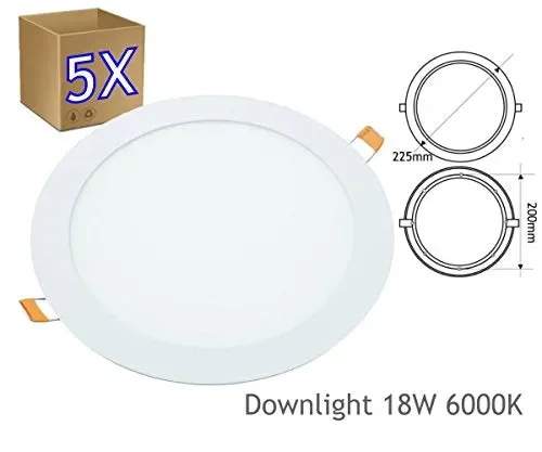 5 x Pannello Faro 18W Faretto A LED Luce Bianca 20CM E Ad Incasso A Molla… Sconti