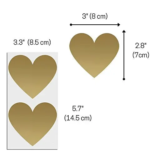 50 pezzi, 7 cm, Cuore Gratta e Vinci Adesivo Etichette, Scratch Sticker – Oro - immagine 3
