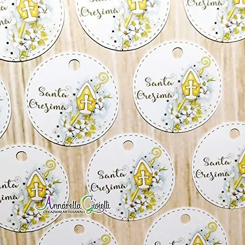 50 pezzi, Bigliettini Santa Cresima Stampati per bomboniera, 3 centimetri,… - immagine 2