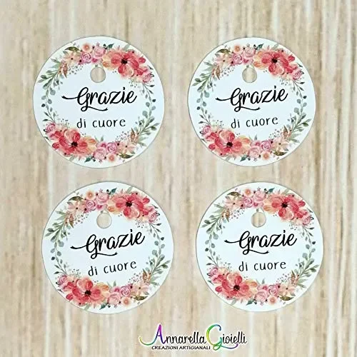 50 pezzi, Cartellini Stampati per bomboniera 35 millimetri, bomboniere,… Vendita calda online