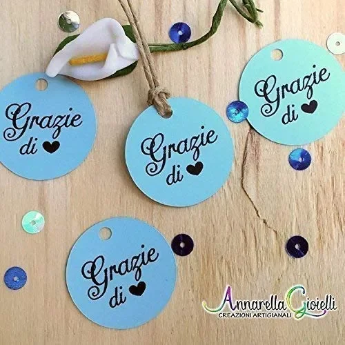 50 pezzi Cartellini tondi Stampati per bomboniera, 3 centimetri, tondo,…