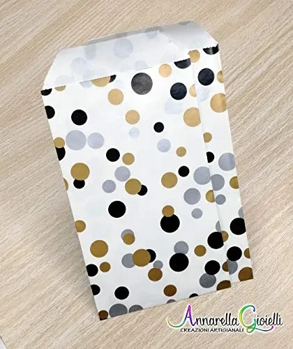50 pezzi Sacchetti carta pois, 8×14 centimetri, confettata, bustine carta,…