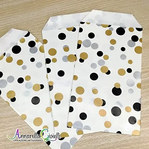 50 pezzi Sacchetti carta pois, 8×14 centimetri, confettata, bustine carta,… - immagine 2