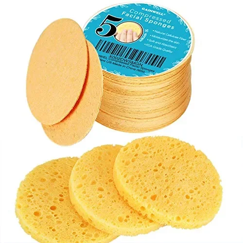 50 pz Spugne per Viso Compresse, in Cellulosa giallo