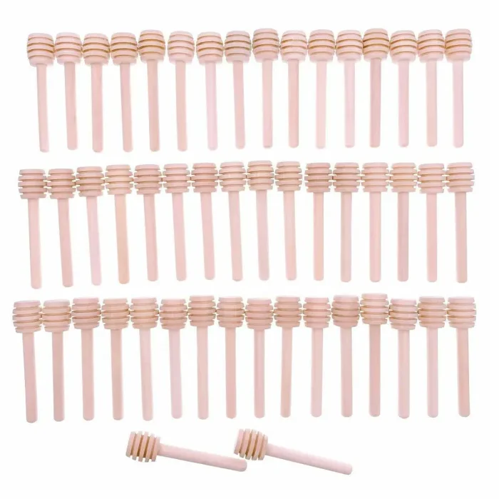 50x Mini bastoncini di legno spargimiele, Cucchiaini da 8cm per vasetti di miele
